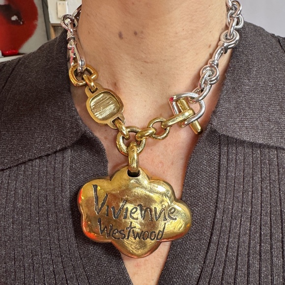Vivienne Westwood HUGE reversible Choker Necklace w/ engraving & face RARE - Picture 14 of 15